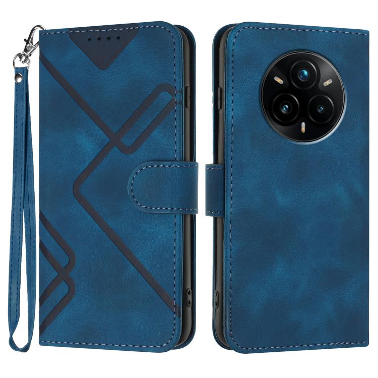 Line Pattern Skin Feel Leather Phone Case, For Realme P3 Ultra 5G, For Realme P3 Pro, For Realme 14 Pro+, For Realme 14 Pro, For Realme 14x Global, For Realme C75 Global, For Realme GT7 Pro, For Realme 13 Pro / 13 Pro+ Global