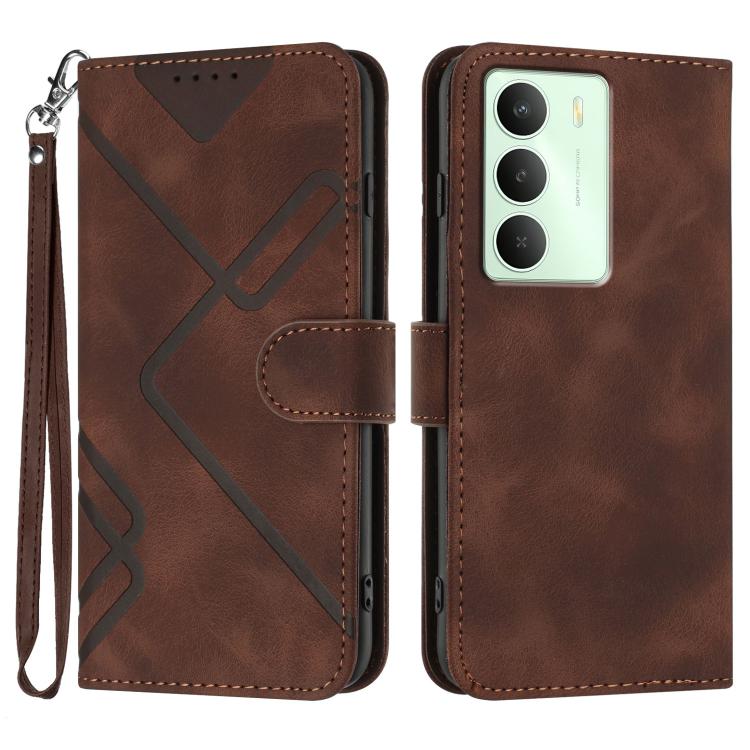 Line Pattern Skin Feel Leather Phone Case, For Realme P3 Ultra 5G, For Realme P3 Pro, For Realme 14 Pro+, For Realme 14 Pro, For Realme 14x Global, For Realme C75 Global, For Realme GT7 Pro, For Realme 13 Pro / 13 Pro+ Global