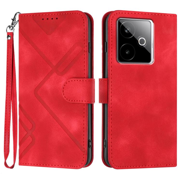 Line Pattern Skin Feel Leather Phone Case, For Realme 15x 5G India / Realme C85 5G, For Realme P4 Pro 5G, For Realme P4 5G, For Realme 15T 5G, For Realme C71 India, For Realme 15 5G / Realme 15 Pro 5G, For Realme GT 7 India, For Realme 14 / P3 5G Global