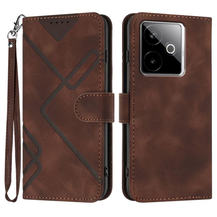 Line Pattern Skin Feel Leather Phone Case, For Realme 15x 5G India / Realme C85 5G, For Realme P4 Pro 5G, For Realme P4 5G, For Realme 15T 5G, For Realme C71 India, For Realme 15 5G / Realme 15 Pro 5G, For Realme GT 7 India, For Realme 14 / P3 5G Global