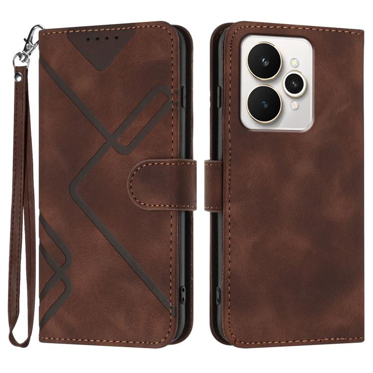 Line Pattern Skin Feel Leather Phone Case, For Realme 15x 5G India / Realme C85 5G, For Realme P4 Pro 5G, For Realme P4 5G, For Realme 15T 5G, For Realme C71 India, For Realme 15 5G / Realme 15 Pro 5G, For Realme GT 7 India, For Realme 14 / P3 5G Global