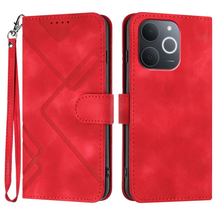 Line Pattern Skin Feel Leather Phone Case, For Realme 15x 5G India / Realme C85 5G, For Realme P4 Pro 5G, For Realme P4 5G, For Realme 15T 5G, For Realme C71 India, For Realme 15 5G / Realme 15 Pro 5G, For Realme GT 7 India, For Realme 14 / P3 5G Global