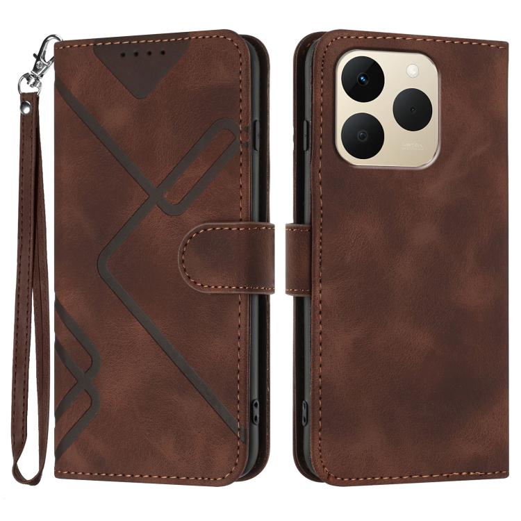 Line Pattern Skin Feel Leather Phone Case, For Realme 15x 5G India / Realme C85 5G, For Realme P4 Pro 5G, For Realme P4 5G, For Realme 15T 5G, For Realme C71 India, For Realme 15 5G / Realme 15 Pro 5G, For Realme GT 7 India, For Realme 14 / P3 5G Global