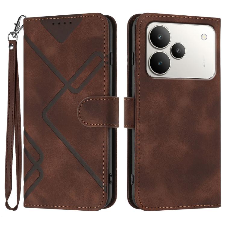Line Pattern Skin Feel Leather Phone Case, For Realme 15x 5G India / Realme C85 5G, For Realme P4 Pro 5G, For Realme P4 5G, For Realme 15T 5G, For Realme C71 India, For Realme 15 5G / Realme 15 Pro 5G, For Realme GT 7 India, For Realme 14 / P3 5G Global