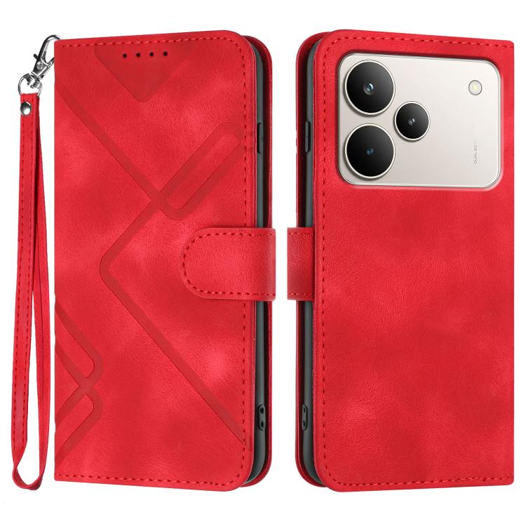 Line Pattern Skin Feel Leather Phone Case, For Realme 15x 5G India / Realme C85 5G, For Realme P4 Pro 5G, For Realme P4 5G, For Realme 15T 5G, For Realme C71 India, For Realme 15 5G / Realme 15 Pro 5G, For Realme GT 7 India, For Realme 14 / P3 5G Global