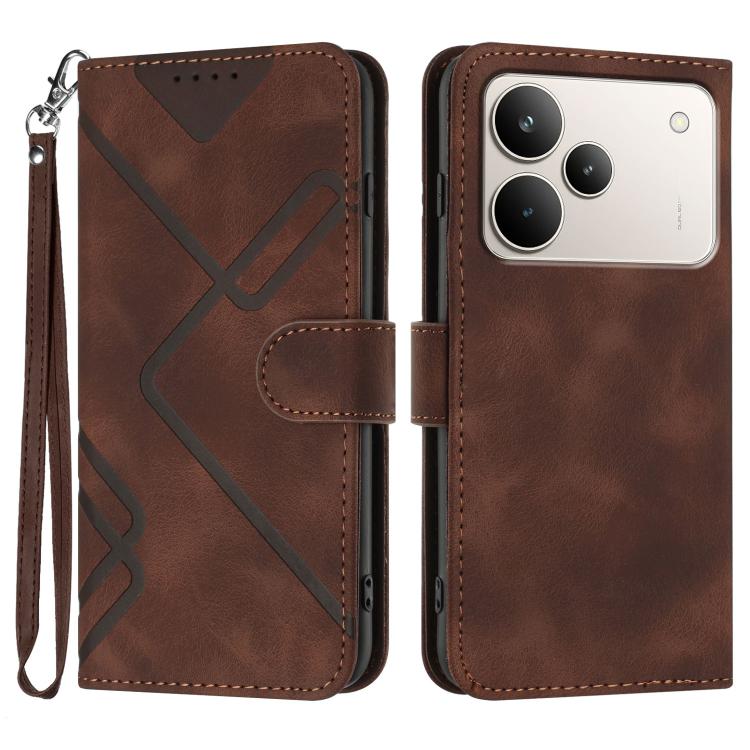 Line Pattern Skin Feel Leather Phone Case, For Realme 15x 5G India / Realme C85 5G, For Realme P4 Pro 5G, For Realme P4 5G, For Realme 15T 5G, For Realme C71 India, For Realme 15 5G / Realme 15 Pro 5G, For Realme GT 7 India, For Realme 14 / P3 5G Global