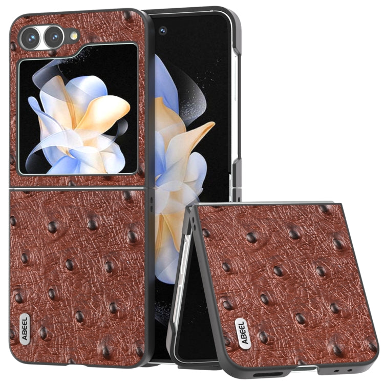 ABEEL Genuine Leather Ostrich Texture Phone Case, For Samsung Galaxy Z Flip6 / Flip7 FE, For Samsung Galaxy Z Fold6, For Samsung Galaxy Z Fold5, For Samsung Galaxy Z Flip5