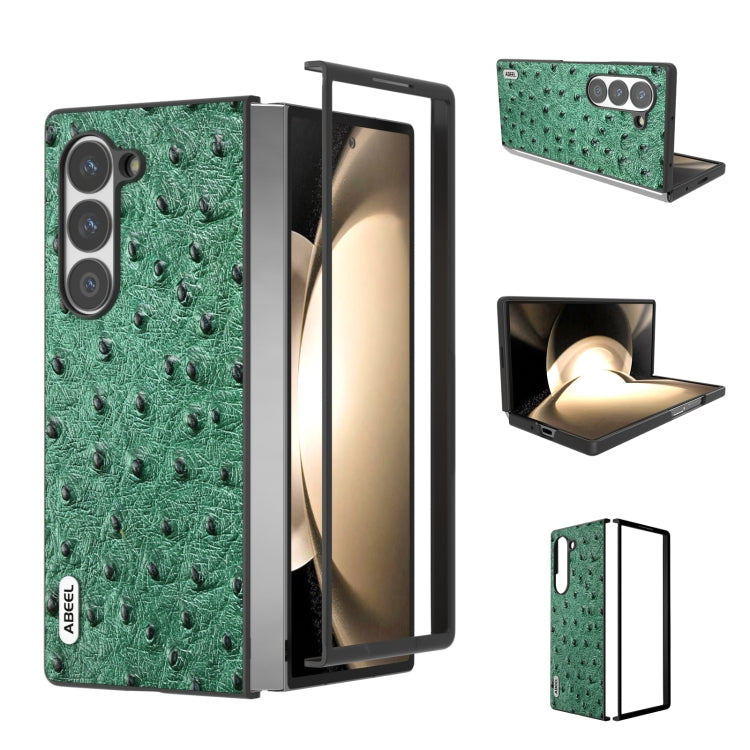 ABEEL Genuine Leather Ostrich Texture Phone Case, For Samsung Galaxy Z Flip6 / Flip7 FE, For Samsung Galaxy Z Fold6, For Samsung Galaxy Z Fold5, For Samsung Galaxy Z Flip5