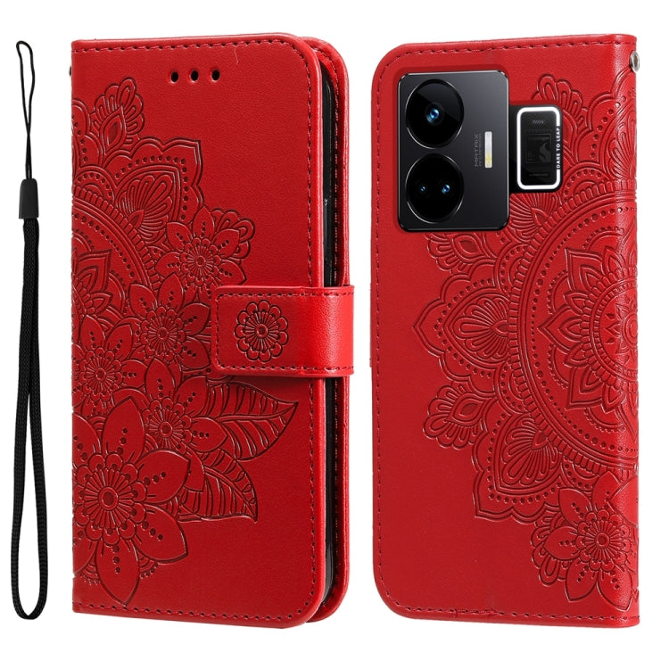 Seven-petal Flowers Embossing Leather Phone Case, For Realme C65 4G, For Realme GT Neo 5 5G / GT3, For Realme C55