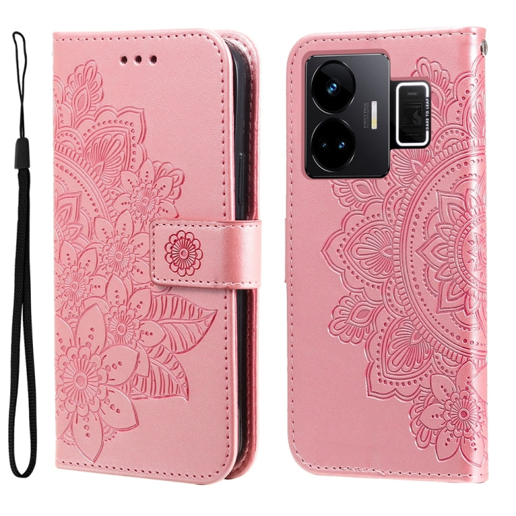 Seven-petal Flowers Embossing Leather Phone Case, For Realme C65 4G, For Realme GT Neo 5 5G / GT3, For Realme C55