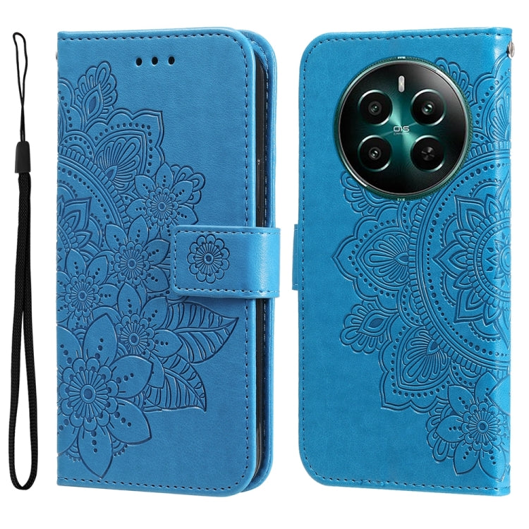 Seven-petal Flowers Embossing Leather Phone Case, For Realme 14 Pro+ Global, For Realme 14 Pro Global, For Realme GT 7 Pro, For Realme 13+, For Realme 13 Pro / 13 Pro+ / P1 Pro Global, For Realme GT 6 / GT Neo6 SE, For Realme C63 / C61  / Note 60      ...