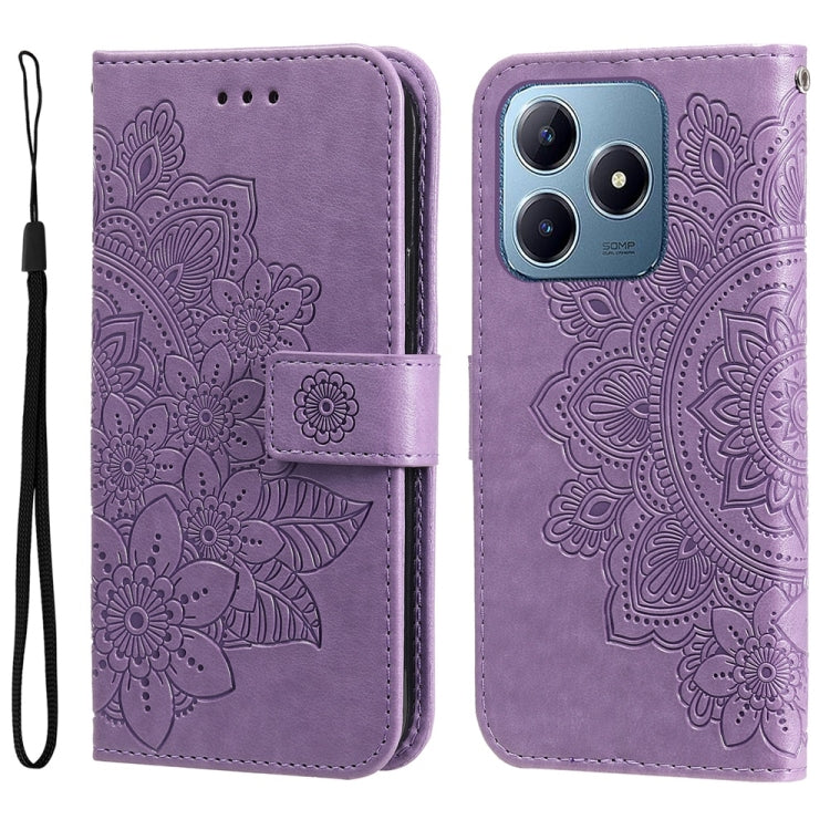 Seven-petal Flowers Embossing Leather Phone Case, For Realme 14 Pro+ Global, For Realme 14 Pro Global, For Realme GT 7 Pro, For Realme 13+, For Realme 13 Pro / 13 Pro+ / P1 Pro Global, For Realme GT 6 / GT Neo6 SE, For Realme C63 / C61  / Note 60      ...