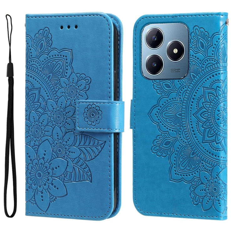 Seven-petal Flowers Embossing Leather Phone Case, For Realme 14 Pro+ Global, For Realme 14 Pro Global, For Realme GT 7 Pro, For Realme 13+, For Realme 13 Pro / 13 Pro+ / P1 Pro Global, For Realme GT 6 / GT Neo6 SE, For Realme C63 / C61  / Note 60      ...