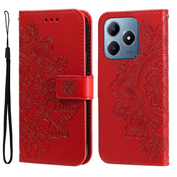 Seven-petal Flowers Embossing Leather Phone Case, For Realme 14 Pro+ Global, For Realme 14 Pro Global, For Realme GT 7 Pro, For Realme 13+, For Realme 13 Pro / 13 Pro+ / P1 Pro Global, For Realme GT 6 / GT Neo6 SE, For Realme C63 / C61  / Note 60      ...