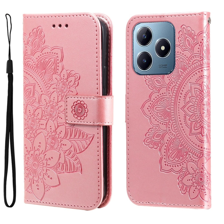 Seven-petal Flowers Embossing Leather Phone Case, For Realme 14 Pro+ Global, For Realme 14 Pro Global, For Realme GT 7 Pro, For Realme 13+, For Realme 13 Pro / 13 Pro+ / P1 Pro Global, For Realme GT 6 / GT Neo6 SE, For Realme C63 / C61  / Note 60      ...