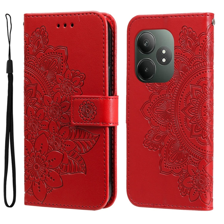 Seven-petal Flowers Embossing Leather Phone Case, For Realme 14 Pro+ Global, For Realme 14 Pro Global, For Realme GT 7 Pro, For Realme 13+, For Realme 13 Pro / 13 Pro+ / P1 Pro Global, For Realme GT 6 / GT Neo6 SE, For Realme C63 / C61  / Note 60      ...