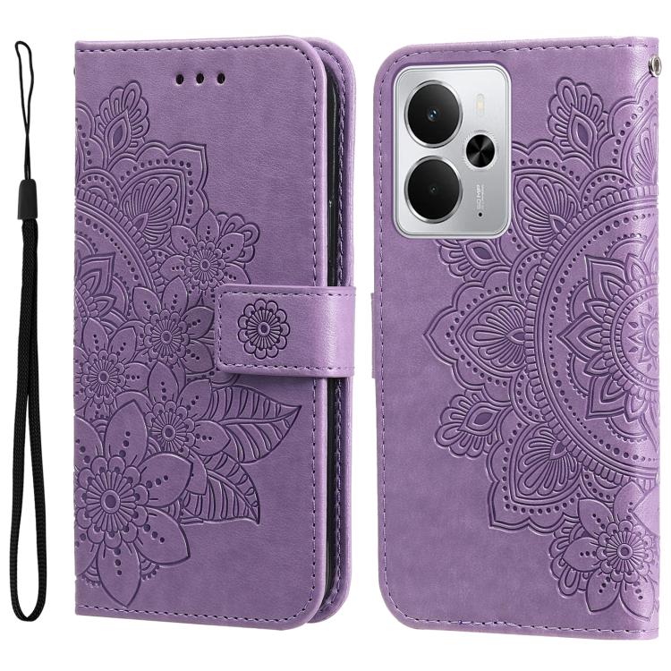Seven-petal Flowers Embossing Leather Phone Case, For Realme 16 Pro+ 5G, For Realme 16 Pro 5G, For Realme 15x 5G India / Realme C85 5G, For Realme C85 Pro 4G, For Realme 15T 5G, For Realme Narzo 80 Lite 4G / C71 India, For Realme 15 5G / Realme 15 Pro ...