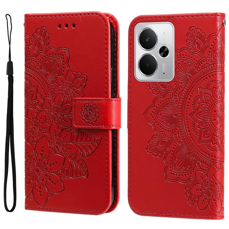 Seven-petal Flowers Embossing Leather Phone Case, For Realme 16 Pro+ 5G, For Realme 16 Pro 5G, For Realme 15x 5G India / Realme C85 5G, For Realme C85 Pro 4G, For Realme 15T 5G, For Realme Narzo 80 Lite 4G / C71 India, For Realme 15 5G / Realme 15 Pro ...
