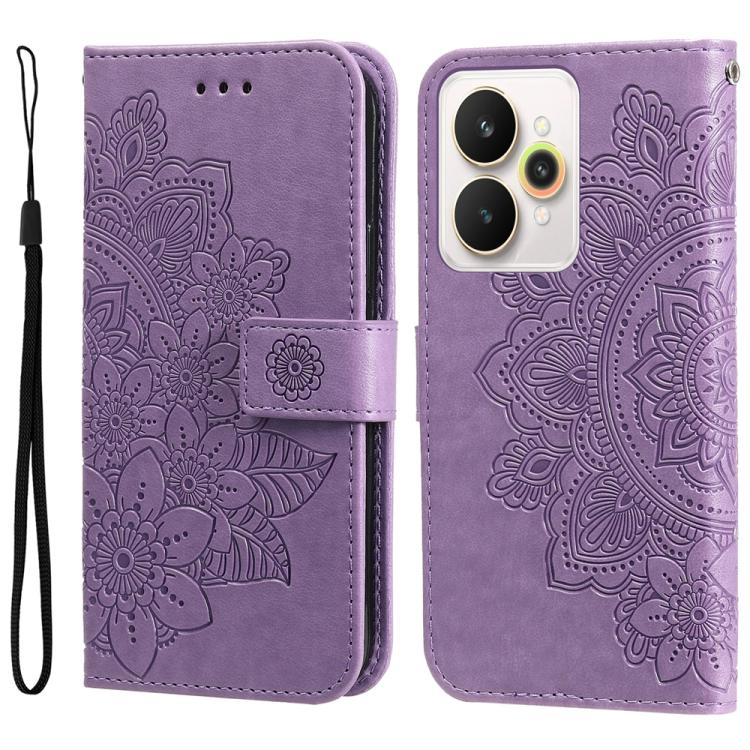 Seven-petal Flowers Embossing Leather Phone Case, For Realme 16 Pro+ 5G, For Realme 16 Pro 5G, For Realme 15x 5G India / Realme C85 5G, For Realme C85 Pro 4G, For Realme 15T 5G, For Realme Narzo 80 Lite 4G / C71 India, For Realme 15 5G / Realme 15 Pro ...