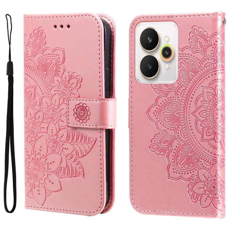 Seven-petal Flowers Embossing Leather Phone Case, For Realme 16 Pro+ 5G, For Realme 16 Pro 5G, For Realme 15x 5G India / Realme C85 5G, For Realme C85 Pro 4G, For Realme 15T 5G, For Realme Narzo 80 Lite 4G / C71 India, For Realme 15 5G / Realme 15 Pro ...