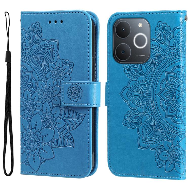 Seven-petal Flowers Embossing Leather Phone Case, For Realme 16 Pro+ 5G, For Realme 16 Pro 5G, For Realme 15x 5G India / Realme C85 5G, For Realme C85 Pro 4G, For Realme 15T 5G, For Realme Narzo 80 Lite 4G / C71 India, For Realme 15 5G / Realme 15 Pro ...