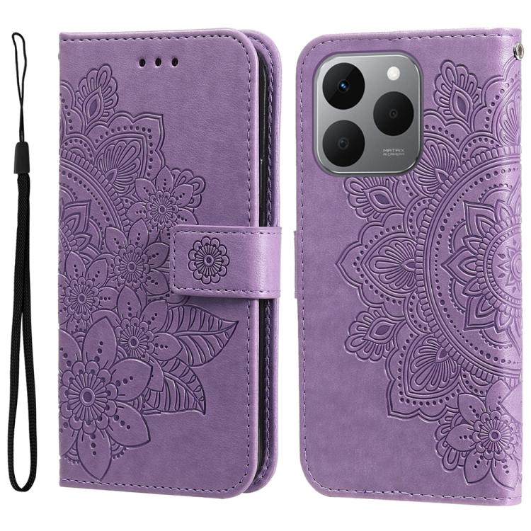 Seven-petal Flowers Embossing Leather Phone Case, For Realme 16 Pro+ 5G, For Realme 16 Pro 5G, For Realme 15x 5G India / Realme C85 5G, For Realme C85 Pro 4G, For Realme 15T 5G, For Realme Narzo 80 Lite 4G / C71 India, For Realme 15 5G / Realme 15 Pro ...