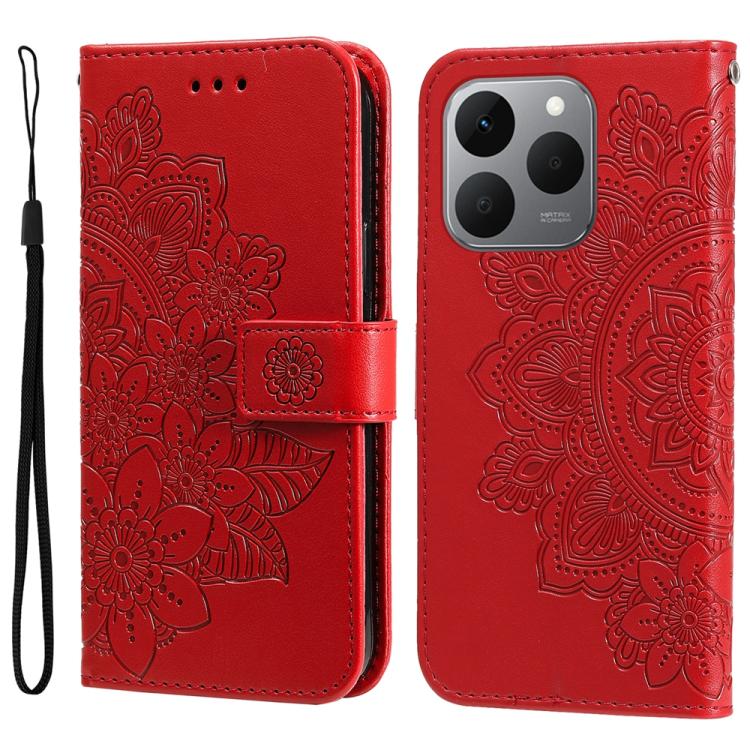 Seven-petal Flowers Embossing Leather Phone Case, For Realme 16 Pro+ 5G, For Realme 16 Pro 5G, For Realme 15x 5G India / Realme C85 5G, For Realme C85 Pro 4G, For Realme 15T 5G, For Realme Narzo 80 Lite 4G / C71 India, For Realme 15 5G / Realme 15 Pro ...