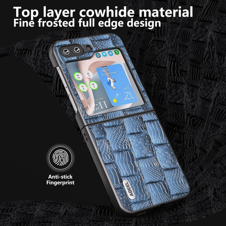 ABEEL Genuine Leather Mahjong Texture Series Phone Case, For Samsung Galaxy Z Flip5, For Samsung Galaxy Z Fold5