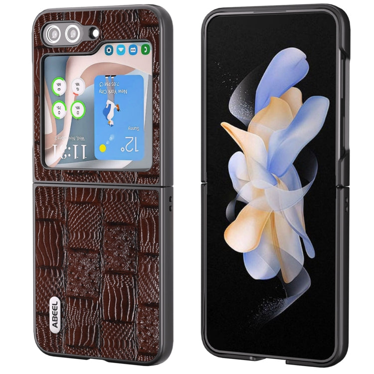 ABEEL Genuine Leather Mahjong Texture Series Phone Case, For Samsung Galaxy Z Flip5, For Samsung Galaxy Z Fold5
