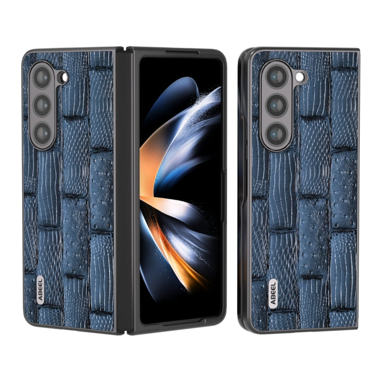 ABEEL Genuine Leather Mahjong Texture Series Phone Case, For Samsung Galaxy Z Flip5, For Samsung Galaxy Z Fold5