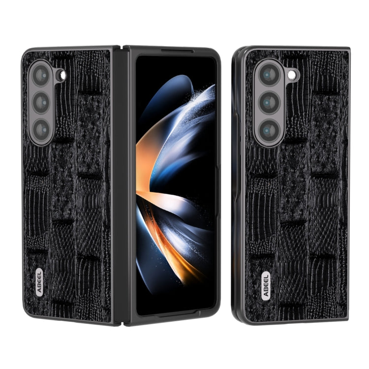 ABEEL Genuine Leather Mahjong Texture Series Phone Case, For Samsung Galaxy Z Flip5, For Samsung Galaxy Z Fold5