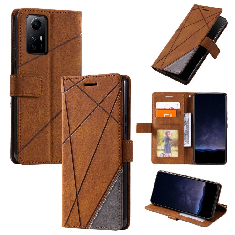 Skin Feel Splicing Leather Phone Case, For Xiaomi Redmi Note 13 Pro+, For Xiaomi Redmi Note 13 Pro 5G, For Xiaomi 13T / Redmi K60 Ultra, For Redmi 12 4G, For Xiaomi POCO F5, For Redmi K60 / K60 Pro, For Redmi Note 12S 4G Global                         ...
