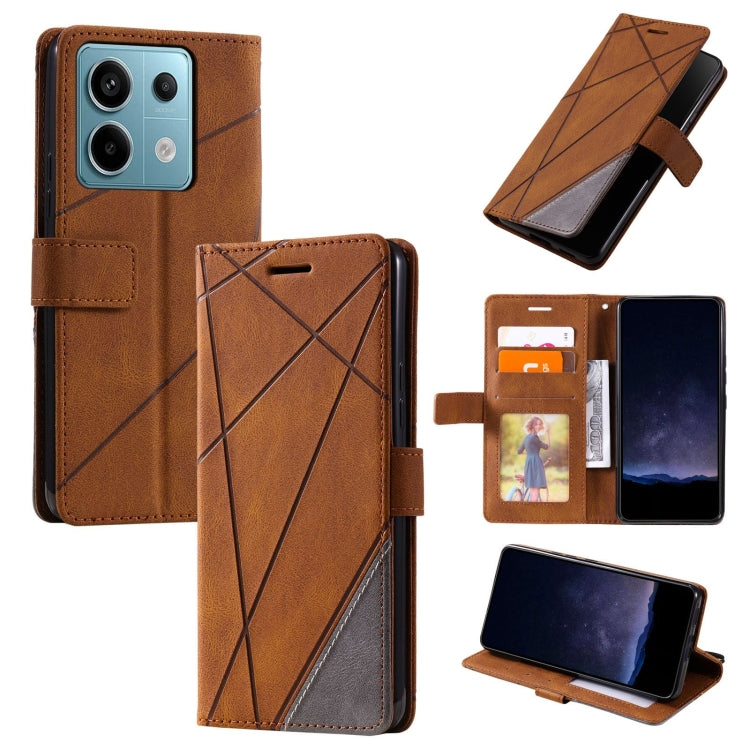 Skin Feel Splicing Leather Phone Case, For Xiaomi Redmi Note 13 Pro+, For Xiaomi Redmi Note 13 Pro 5G, For Xiaomi 13T / Redmi K60 Ultra, For Redmi 12 4G, For Xiaomi POCO F5, For Redmi K60 / K60 Pro, For Redmi Note 12S 4G Global                         ...