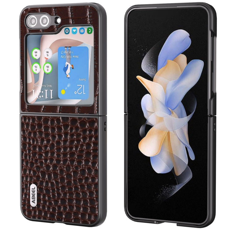 ABEEL Genuine Leather Crocodile Pattern Black Edge Phone Case, For Samsung Galaxy Z Flip6 / Flip7 FE, For Samsung Galaxy Z Fold6, For Samsung Galaxy Z Fold5, For Samsung Galaxy Z Flip5