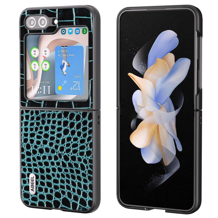ABEEL Genuine Leather Crocodile Pattern Black Edge Phone Case, For Samsung Galaxy Z Flip6 / Flip7 FE, For Samsung Galaxy Z Fold6, For Samsung Galaxy Z Fold5, For Samsung Galaxy Z Flip5