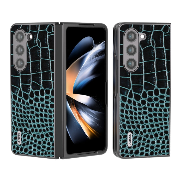 ABEEL Genuine Leather Crocodile Pattern Black Edge Phone Case, For Samsung Galaxy Z Flip6 / Flip7 FE, For Samsung Galaxy Z Fold6, For Samsung Galaxy Z Fold5, For Samsung Galaxy Z Flip5