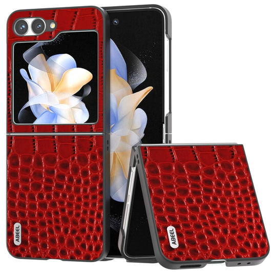 ABEEL Genuine Leather Crocodile Pattern Black Edge Phone Case, For Samsung Galaxy Z Flip6 / Flip7 FE, For Samsung Galaxy Z Fold6, For Samsung Galaxy Z Fold5, For Samsung Galaxy Z Flip5