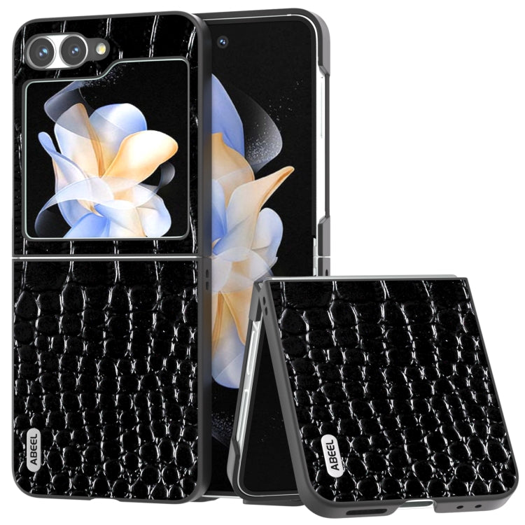 ABEEL Genuine Leather Crocodile Pattern Black Edge Phone Case, For Samsung Galaxy Z Flip6 / Flip7 FE, For Samsung Galaxy Z Fold6, For Samsung Galaxy Z Fold5, For Samsung Galaxy Z Flip5