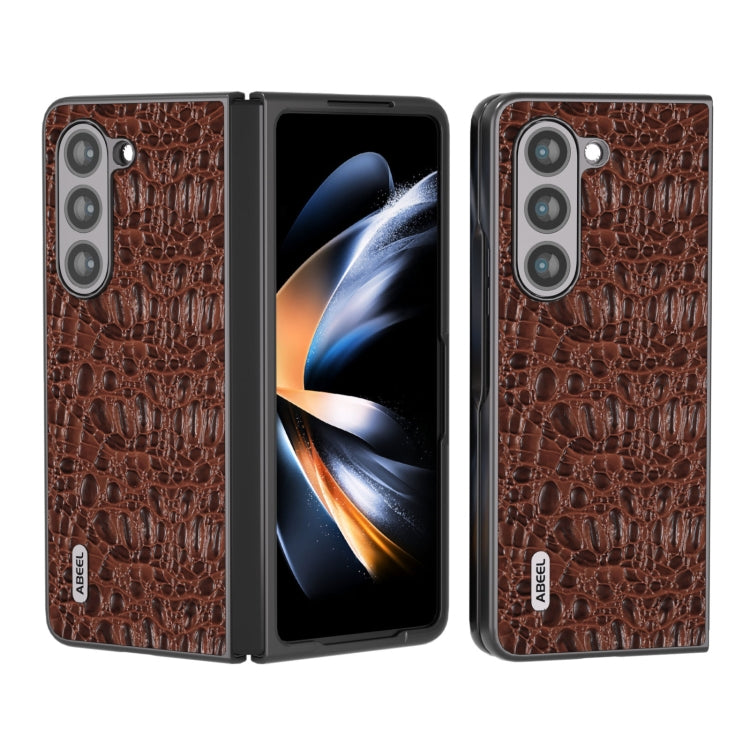 ABEEL Genuine Leather Sky Series Black Edge Phone Case, For Samsung Galaxy Z Flip5, For Samsung Galaxy Z Fold5