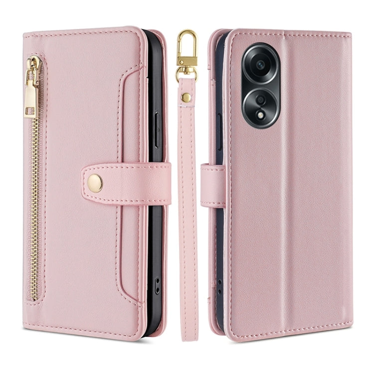 Sheep Texture Cross-body Zipper Wallet Leather Phone Case, For OPPO Find X7 Ultra 5G, For OPPO A38 4G / A18 4G, For OPPO A2 Pro 5G, For OPPO A58 4G, For OPPO Reno10 5G / Reno10 Pro 5G Global, For OPPO Reno10 5G Global, For OPPO A78 4G                  ...