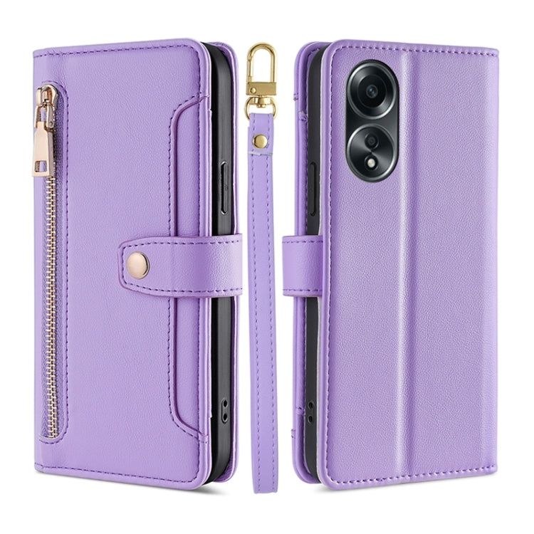 Sheep Texture Cross-body Zipper Wallet Leather Phone Case, For OPPO Find X7 Ultra 5G, For OPPO A38 4G / A18 4G, For OPPO A2 Pro 5G, For OPPO A58 4G, For OPPO Reno10 5G / Reno10 Pro 5G Global, For OPPO Reno10 5G Global, For OPPO A78 4G                  ...
