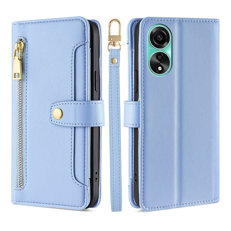 Sheep Texture Cross-body Zipper Wallet Leather Phone Case, For OPPO Find X7 Ultra 5G, For OPPO A38 4G / A18 4G, For OPPO A2 Pro 5G, For OPPO A58 4G, For OPPO Reno10 5G / Reno10 Pro 5G Global, For OPPO Reno10 5G Global, For OPPO A78 4G                  ...