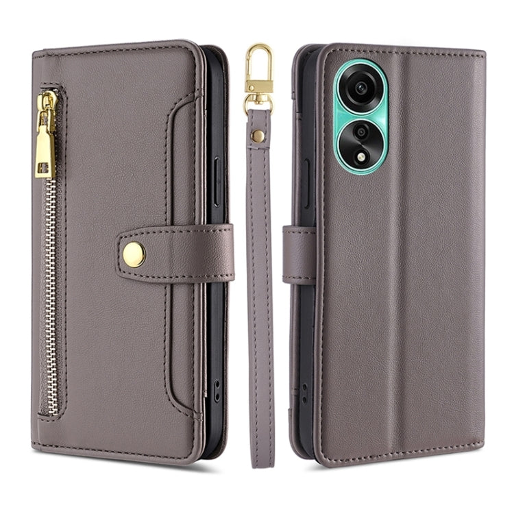 Sheep Texture Cross-body Zipper Wallet Leather Phone Case, For OPPO A78 4G, For OPPO Reno10 Pro+ 5G, For OPPO A1 5G, For OPPO Reno8 T 4G, For OPPO Reno8 T 5G / A1 Pro 5G, For OPPO Reno7 4G / F21 Pro 4G, For OPPO Find X5 Pro