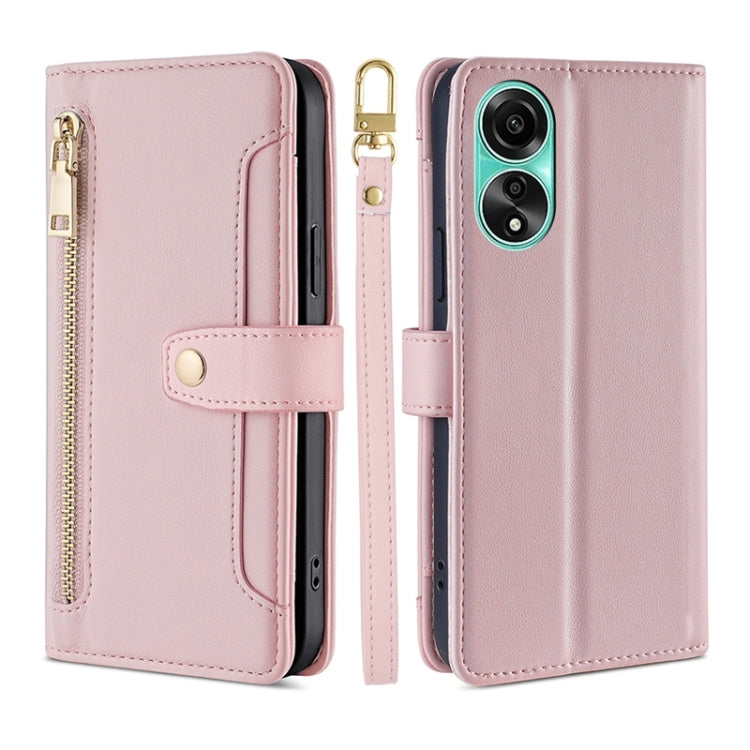 Sheep Texture Cross-body Zipper Wallet Leather Phone Case, For OPPO A78 4G, For OPPO Reno10 Pro+ 5G, For OPPO A1 5G, For OPPO Reno8 T 4G, For OPPO Reno8 T 5G / A1 Pro 5G, For OPPO Reno7 4G / F21 Pro 4G, For OPPO Find X5 Pro