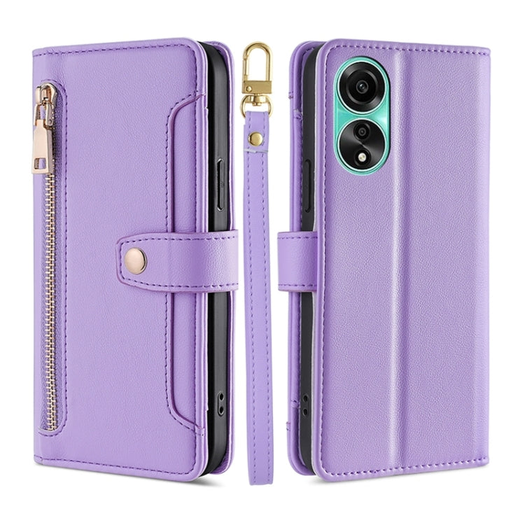 Sheep Texture Cross-body Zipper Wallet Leather Phone Case, For OPPO Find X7 Ultra 5G, For OPPO A38 4G / A18 4G, For OPPO A2 Pro 5G, For OPPO A58 4G, For OPPO Reno10 5G / Reno10 Pro 5G Global, For OPPO Reno10 5G Global, For OPPO A78 4G                  ...