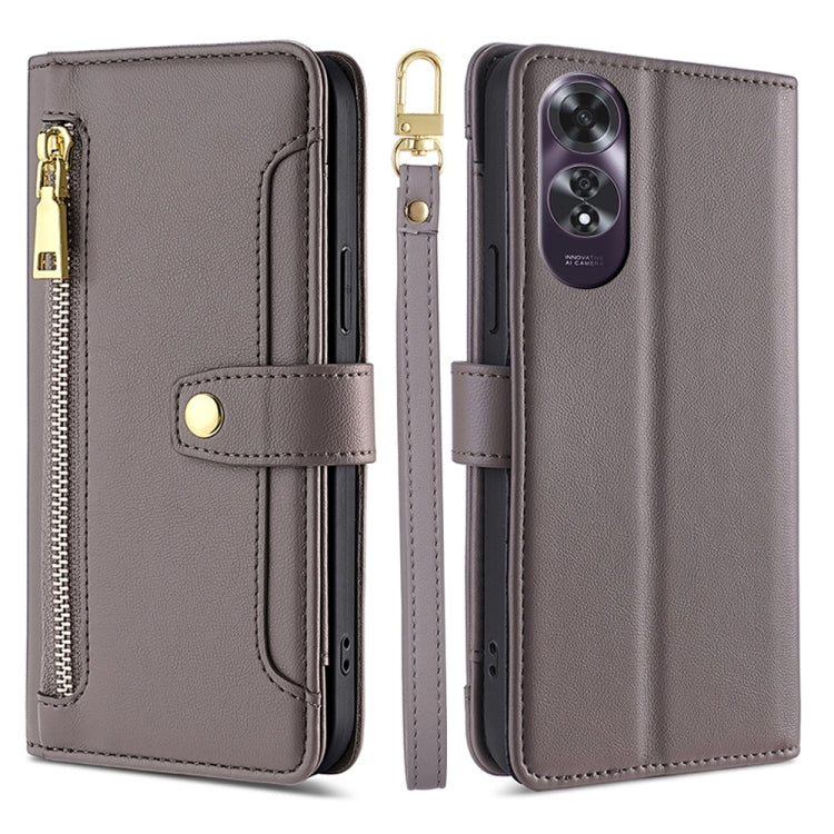 Sheep Texture Cross-body Zipper Wallet Leather Phone Case, For OPPO Reno13 F 5G / 4G, For OPPO A3 5G India, For OPPO Reno12 F 5G, For OPPO A3 Pro 5G India, For OPPO Reno12 5G Global, For OPPO A60 4G Global, For OPPO Reno11 F 5G, For OPPO Find X7 5G