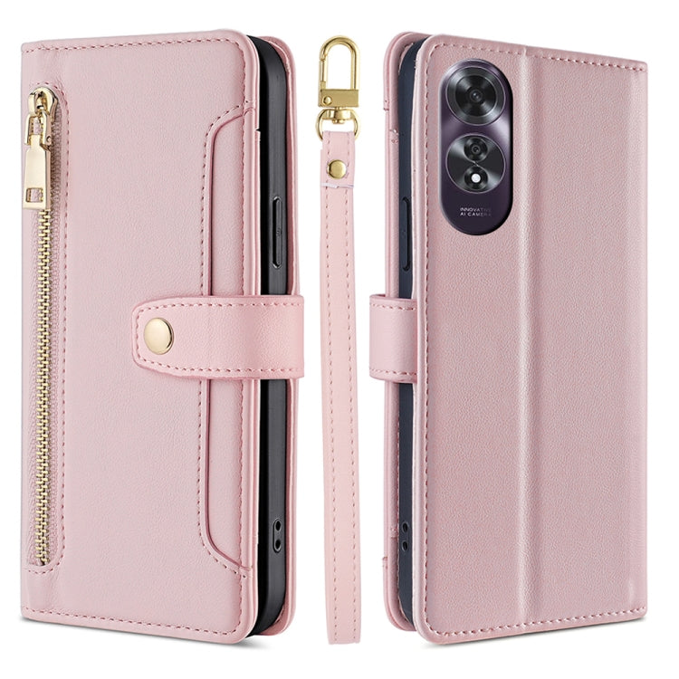 Sheep Texture Cross-body Zipper Wallet Leather Phone Case, For OPPO Reno13 F 5G / 4G, For OPPO A3 5G India, For OPPO Reno12 F 5G, For OPPO A3 Pro 5G India, For OPPO Reno12 5G Global, For OPPO A60 4G Global, For OPPO Reno11 F 5G, For OPPO Find X7 5G