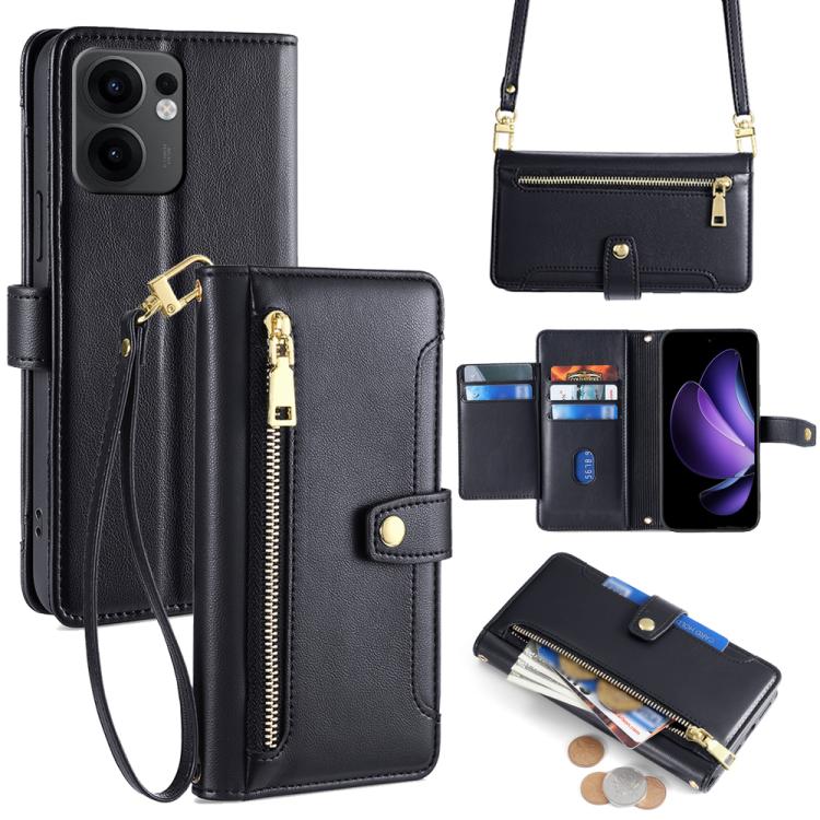 Sheep Texture Cross-body Zipper Wallet Leather Phone Case, For OPPO Reno13 F 5G / 4G, For OPPO A3 5G India, For OPPO Reno12 F 5G, For OPPO A3 Pro 5G India, For OPPO Reno12 5G Global, For OPPO A60 4G Global, For OPPO Reno11 F 5G, For OPPO Find X7 5G