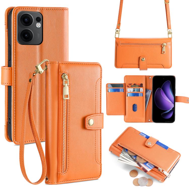 Sheep Texture Cross-body Zipper Wallet Leather Phone Case, For OPPO Reno13 F 5G / 4G, For OPPO A3 5G India, For OPPO Reno12 F 5G, For OPPO A3 Pro 5G India, For OPPO Reno12 5G Global, For OPPO A60 4G Global, For OPPO Reno11 F 5G, For OPPO Find X7 5G