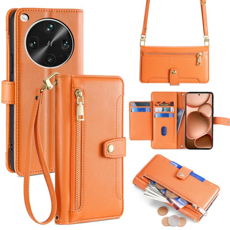 Sheep Texture Cross-body Zipper Wallet Leather Phone Case, For OPPO Reno14 F 5G, For OPPO A5x 5G Global, For OPPO A5 5G 2025 Global, For OPPO Reno14 Pro 5G, For OPPO Reno14 5G, For OPPO Find X8s+ 5G, For OPPO Find X8s 5G, For OPPO Find X8 Ultra 5G